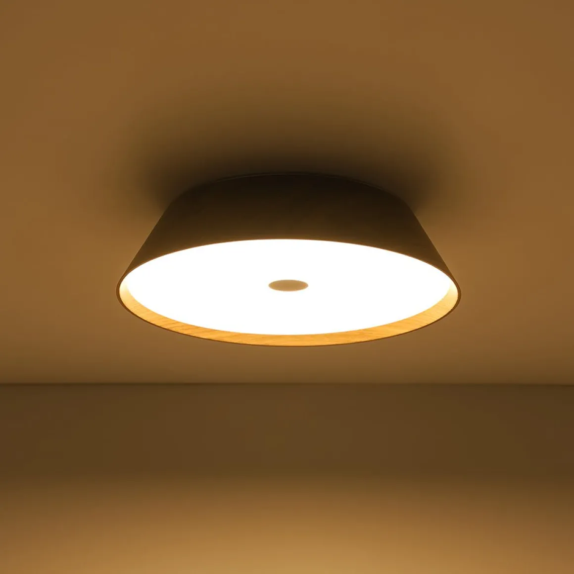 Farmhouse Wood Grain Dimmable LED Round Flush Mount Light
