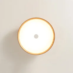 Farmhouse Wood Grain Dimmable LED Round Flush Mount Light