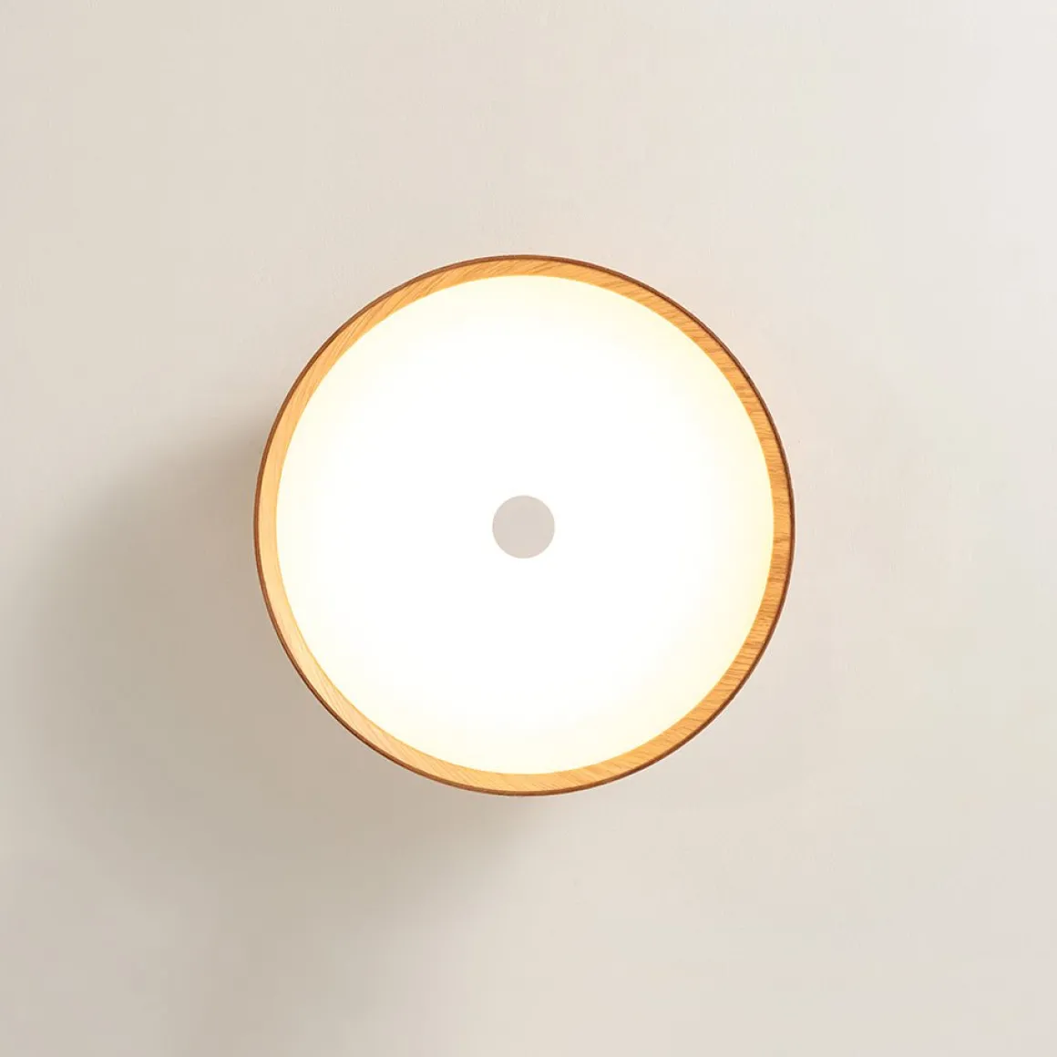 Farmhouse Wood Grain Dimmable LED Round Flush Mount Light