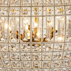 French Antique Brass Crystal Globe Chandelier