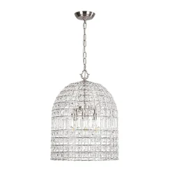 French Antique Brass Crystal Cage Chandelier