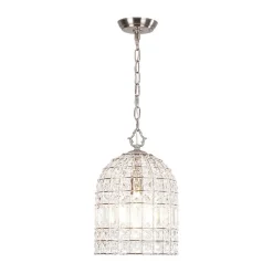 French Antique Brass Crystal Cage Chandelier