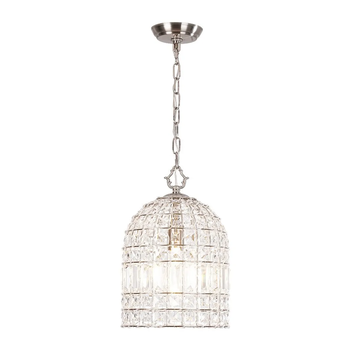 French Antique Brass Crystal Cage Chandelier