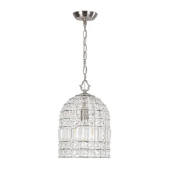 French Antique Brass Crystal Cage Chandelier