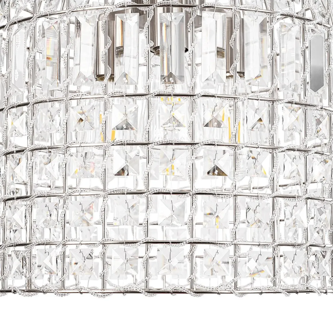 French Antique Brass Crystal Cage Chandelier