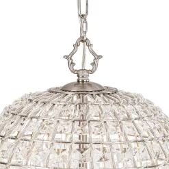 French Antique Brass Crystal Cage Chandelier