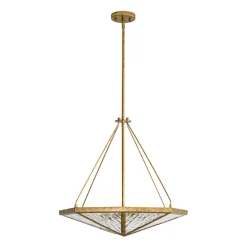 French Antique Gold Geometric Water Glass Cage Chandelier