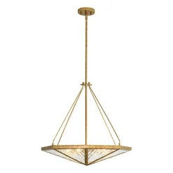 French Antique Gold Geometric Water Glass Cage Chandelier
