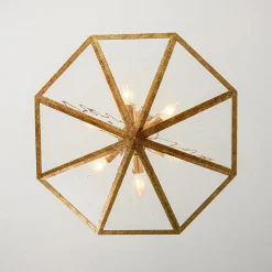 French Antique Gold Geometric Water Glass Cage Chandelier