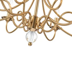 French Classic Brass Scrolling Candle Style Chandelier