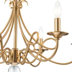 French Classic Brass Scrolling Candle Style Chandelier