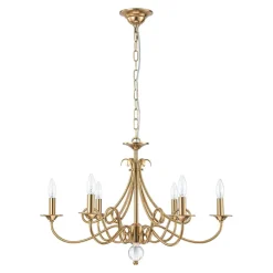 French Classic Brass Scrolling Candle Style Chandelier