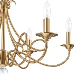 French Classic Brass Scrolling Candle Style Chandelier