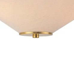French Country Ivory Linen Conical Cage Semi Flush Mount