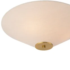 French Country Ivory Linen Conical Cage Semi Flush Mount