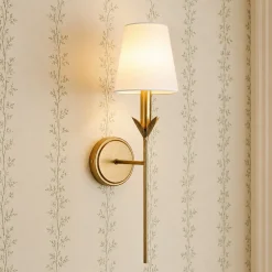 French Country 1-Light Fabric Conical Vanity Wall Sconce