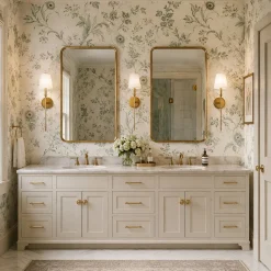 French Country 1-Light Fabric Conical Vanity Wall Sconce