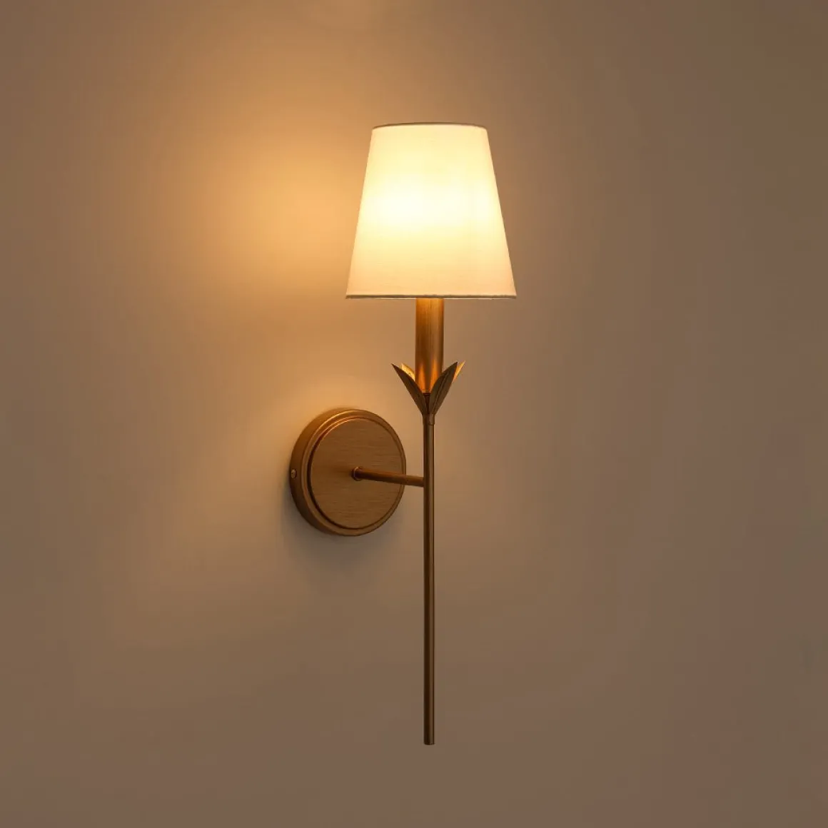 French Country 1-Light Fabric Conical Vanity Wall Sconce