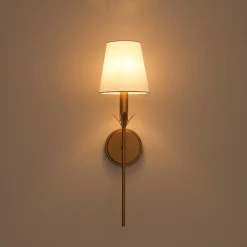 French Country 1-Light Fabric Conical Vanity Wall Sconce