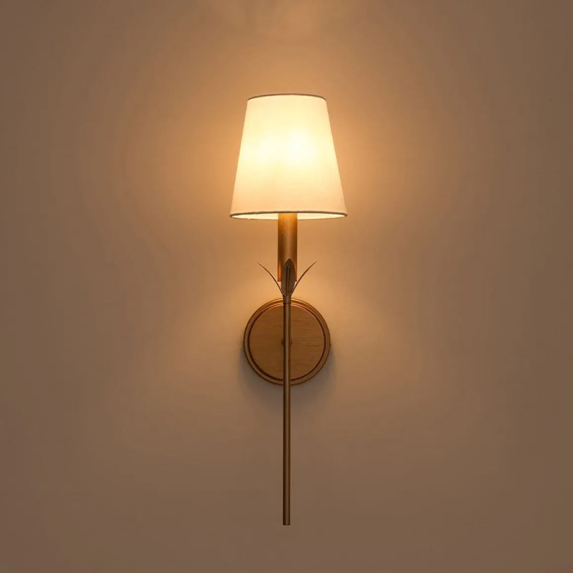 French Country 1-Light Fabric Conical Vanity Wall Sconce