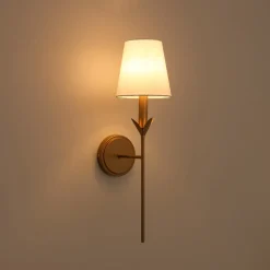 French Country 1-Light Fabric Conical Vanity Wall Sconce