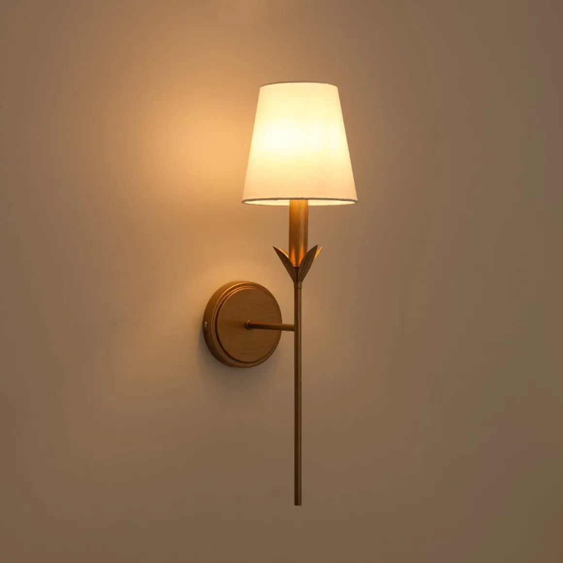 French Country 1-Light Fabric Conical Vanity Wall Sconce
