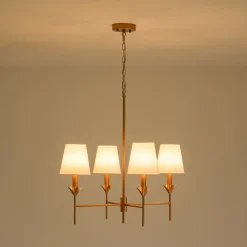 French Country 4-Light Fabric Round Candle Style Chandelier