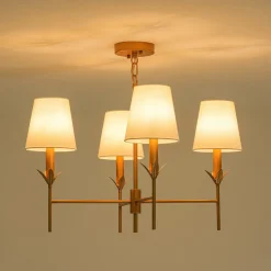 French Country 4-Light Fabric Round Candle Style Chandelier