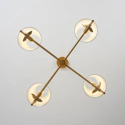 French Country 4-Light Fabric Round Candle Style Chandelier