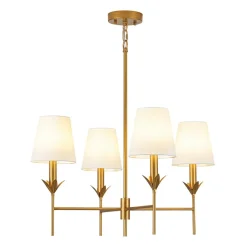 French Country 4-Light Fabric Round Candle Style Chandelier
