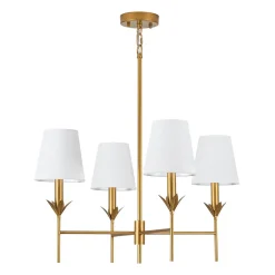 French Country 4-Light Fabric Round Candle Style Chandelier