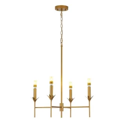 French Country 4-Light Fabric Round Candle Style Chandelier