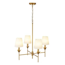French Country 4-Light Fabric Round Candle Style Chandelier