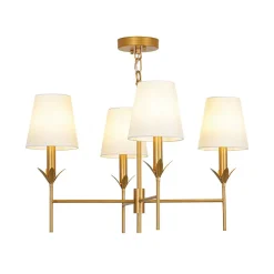 French Country 4-Light Fabric Round Candle Style Chandelier