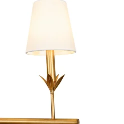 French Country 5-Light Fabric Shade Candle Linear Island Chandelier