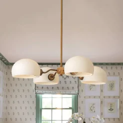 French Country 4-Light Frosted Glass Round Sputnik Chandelier