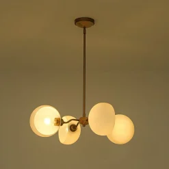 French Country 4-Light Frosted Glass Round Sputnik Chandelier