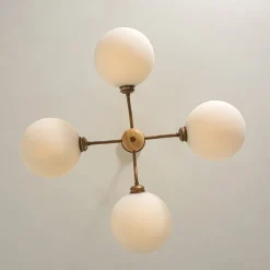 French Country 4-Light Frosted Glass Round Sputnik Chandelier