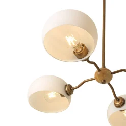 French Country 4-Light Frosted Glass Round Sputnik Chandelier