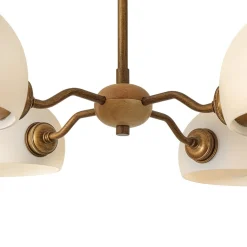 French Country 4-Light Frosted Glass Round Sputnik Chandelier