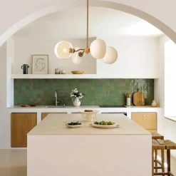 French Country 4-Light Frosted Glass Round Sputnik Chandelier