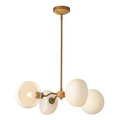French Country 4-Light Frosted Glass Round Sputnik Chandelier