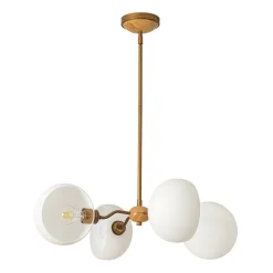 French Country 4-Light Frosted Glass Round Sputnik Chandelier