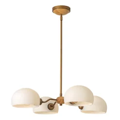 French Country 4-Light Frosted Glass Round Sputnik Chandelier
