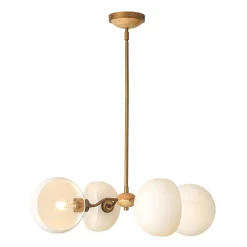 French Country 4-Light Frosted Glass Round Sputnik Chandelier