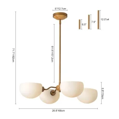 French Country 4-Light Frosted Glass Round Sputnik Chandelier