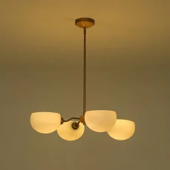 French Country 4-Light Frosted Glass Round Sputnik Chandelier