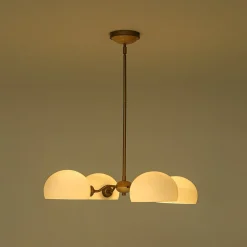 French Country 4-Light Frosted Glass Round Sputnik Chandelier