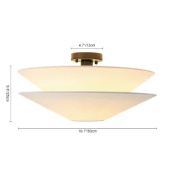 French Country 2-Tier White Linen Conical Semi Flush Mount