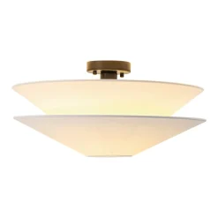 French Country 2-Tier White Linen Conical Semi Flush Mount